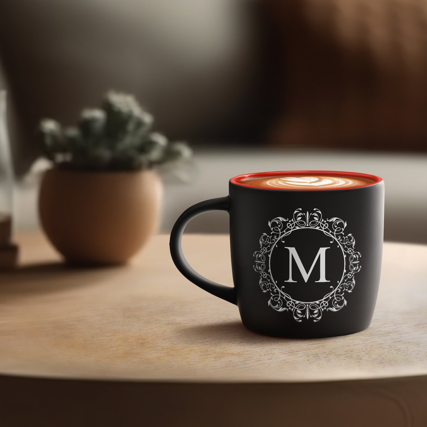Taza de cerámica negra y roja Murrano con grabado personalizado para hombre, regalo de aniversario