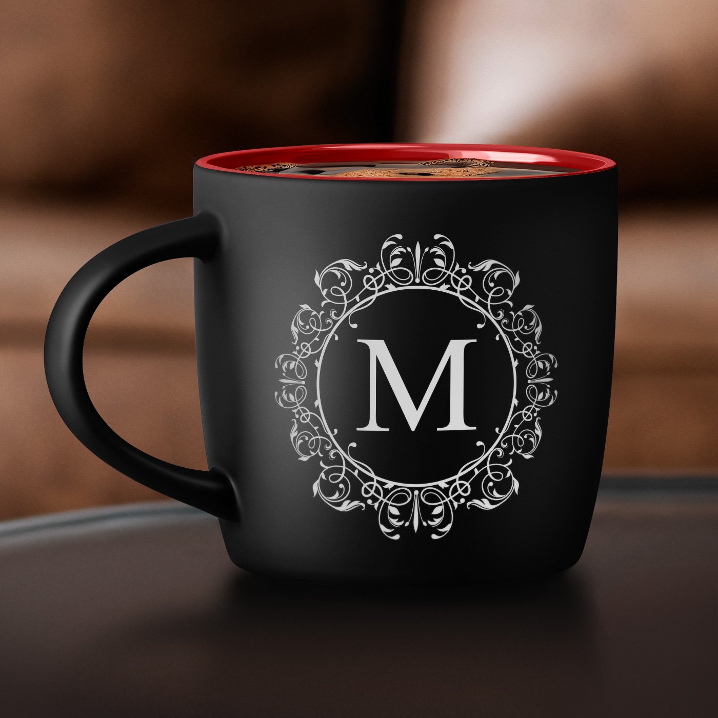 Taza de cerámica negra y roja Murrano con grabado personalizado para hombre, regalo de aniversario