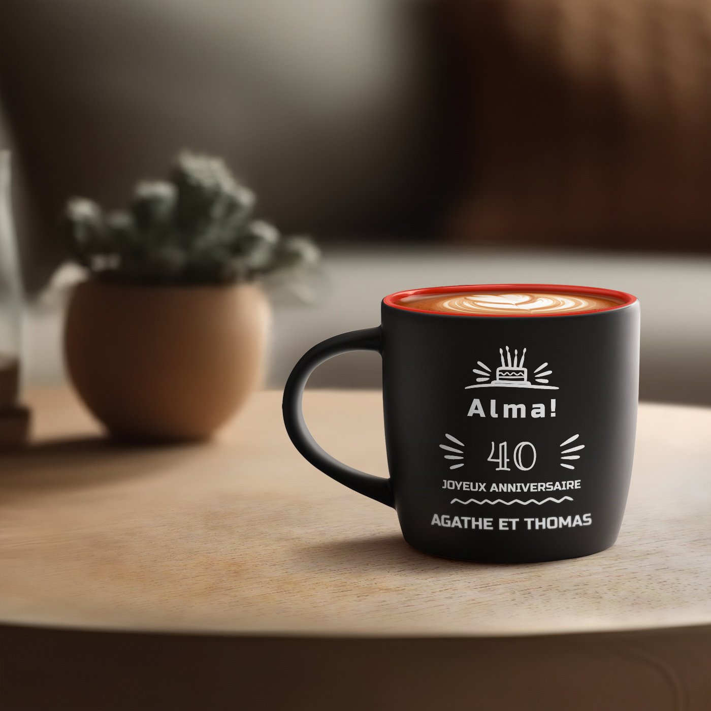 Taza cerámica Murrano personalizada para un cumpleaños número 40