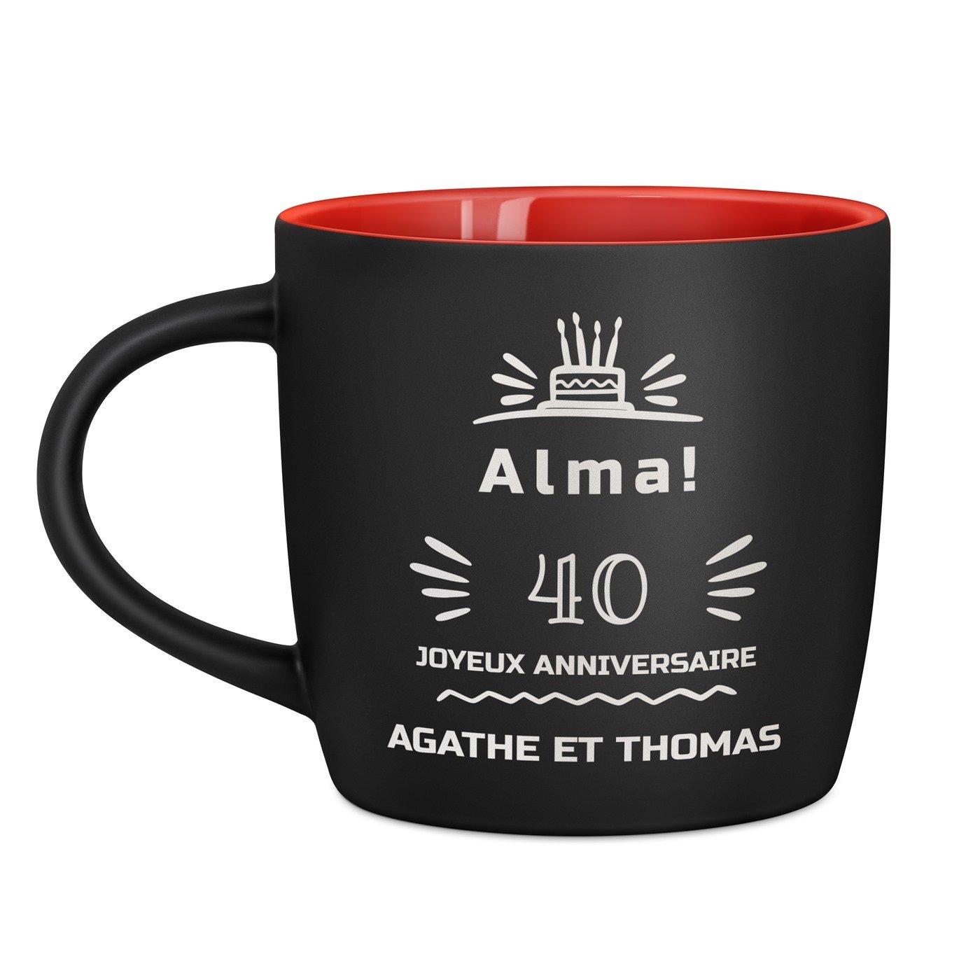 Taza cerámica Murrano personalizada para un cumpleaños número 40