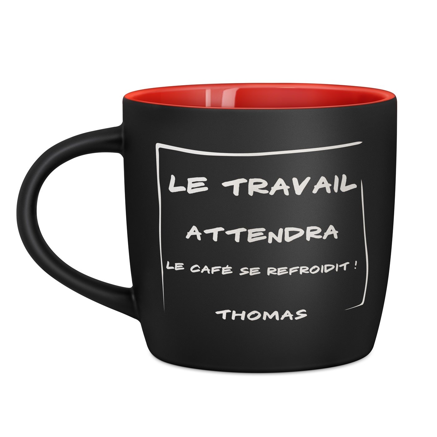 Taza de cerámica Murrano con grabado personalizado - Negra y roja