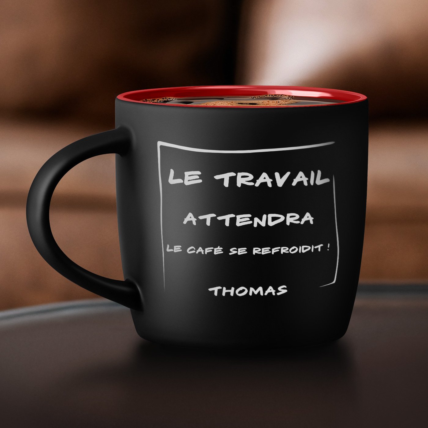 Taza de cerámica Murrano con grabado personalizado - Negra y roja