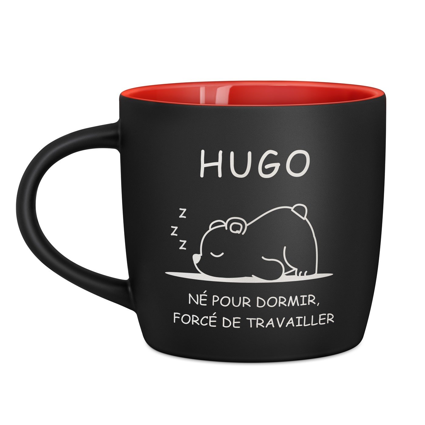 Taza de cerámica negra y roja personalizada - Hombre holgazan para cumpleaños