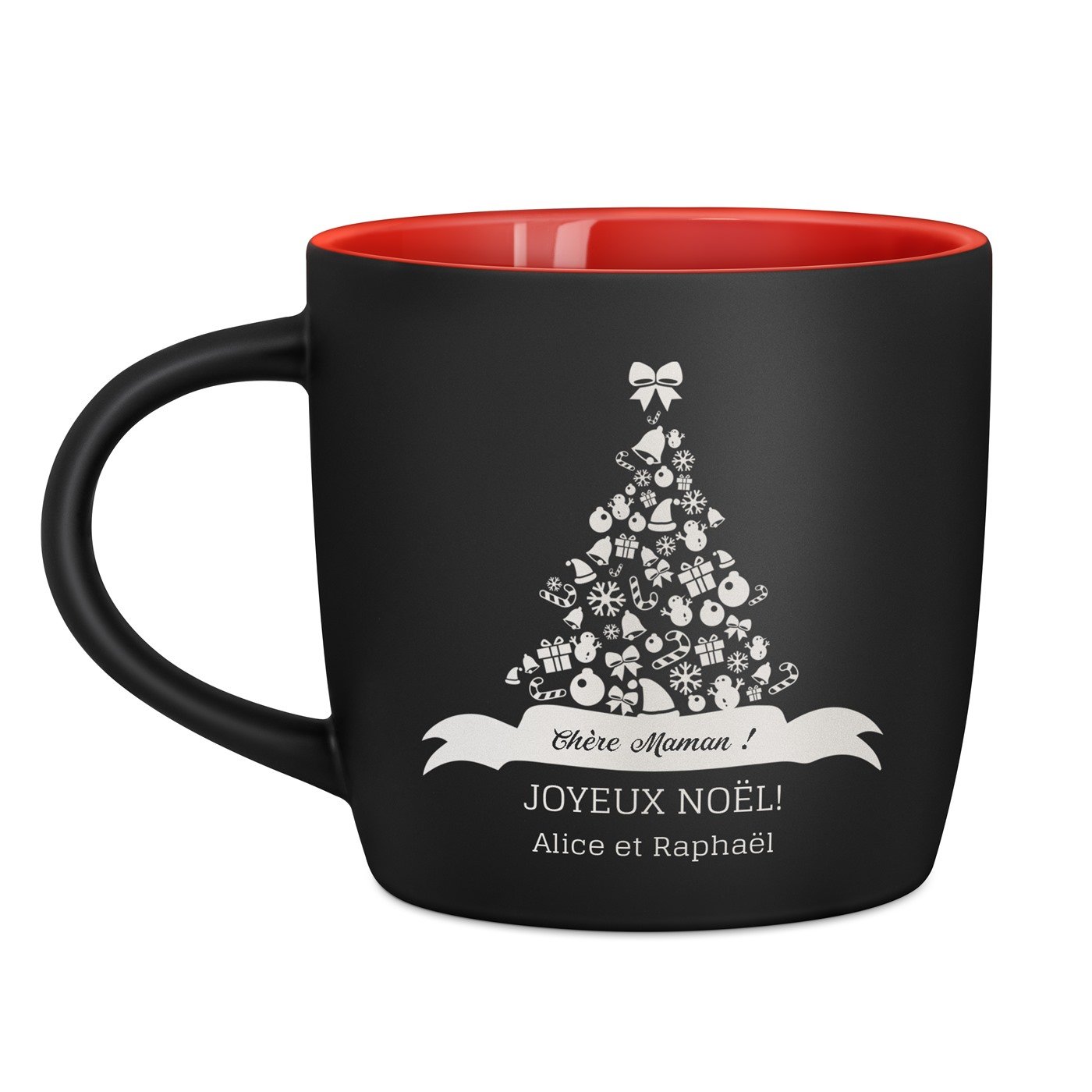Mug de cerámica negra y roja Murrano con personalización para mamá, regalo para el Día de la Madre