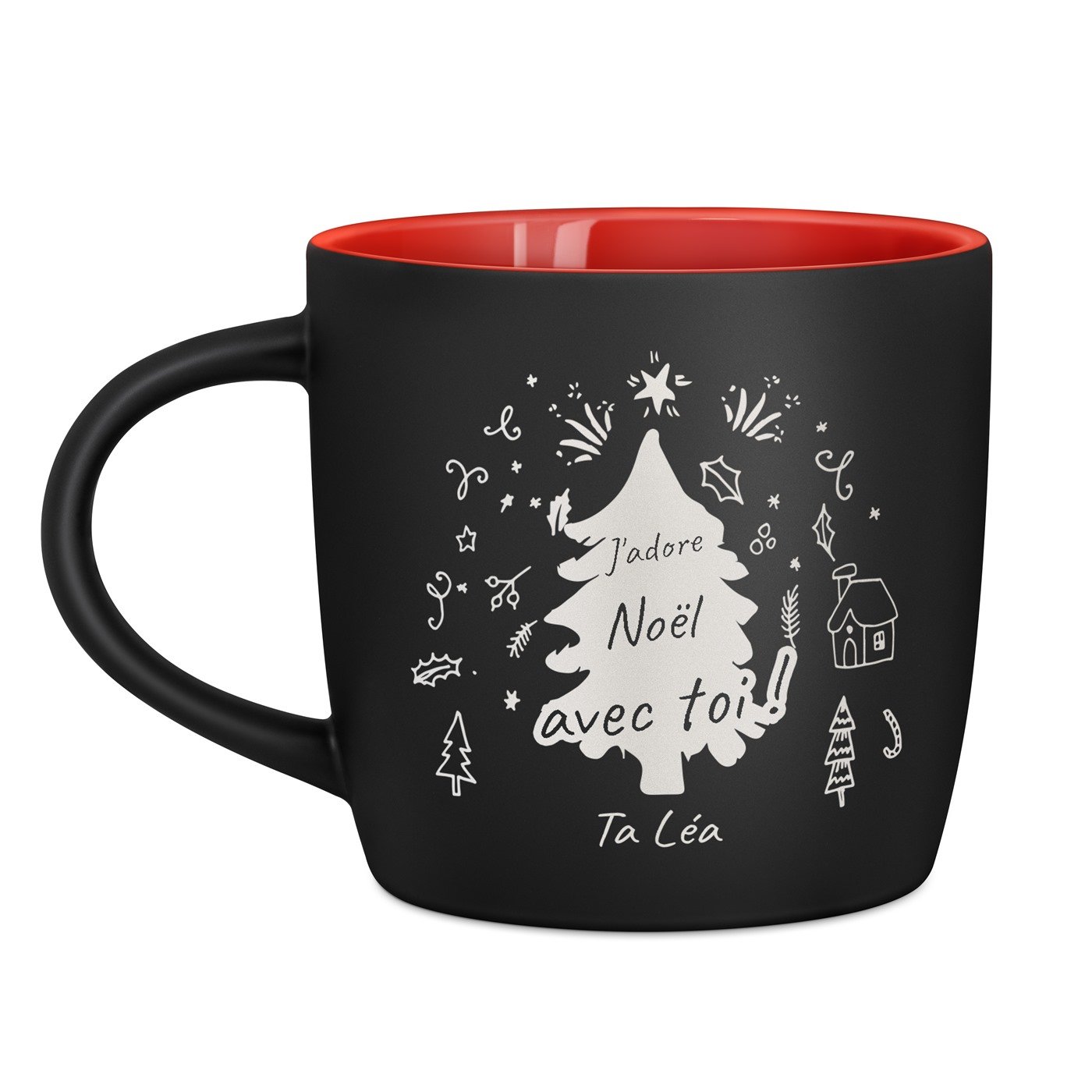 Tasse en céramique personnalisée noir et rouge Murrano