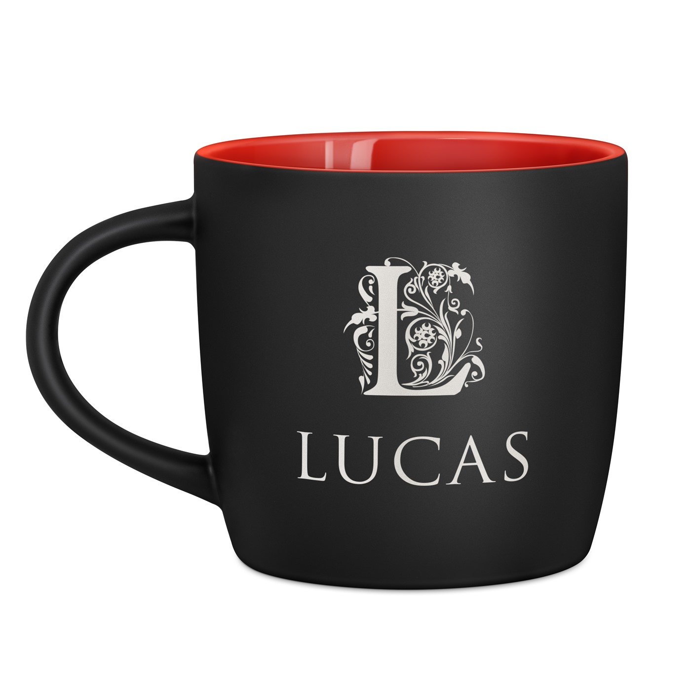 Mug de cerámica negra y roja Murrano con personalización para el aniversario de un caballero