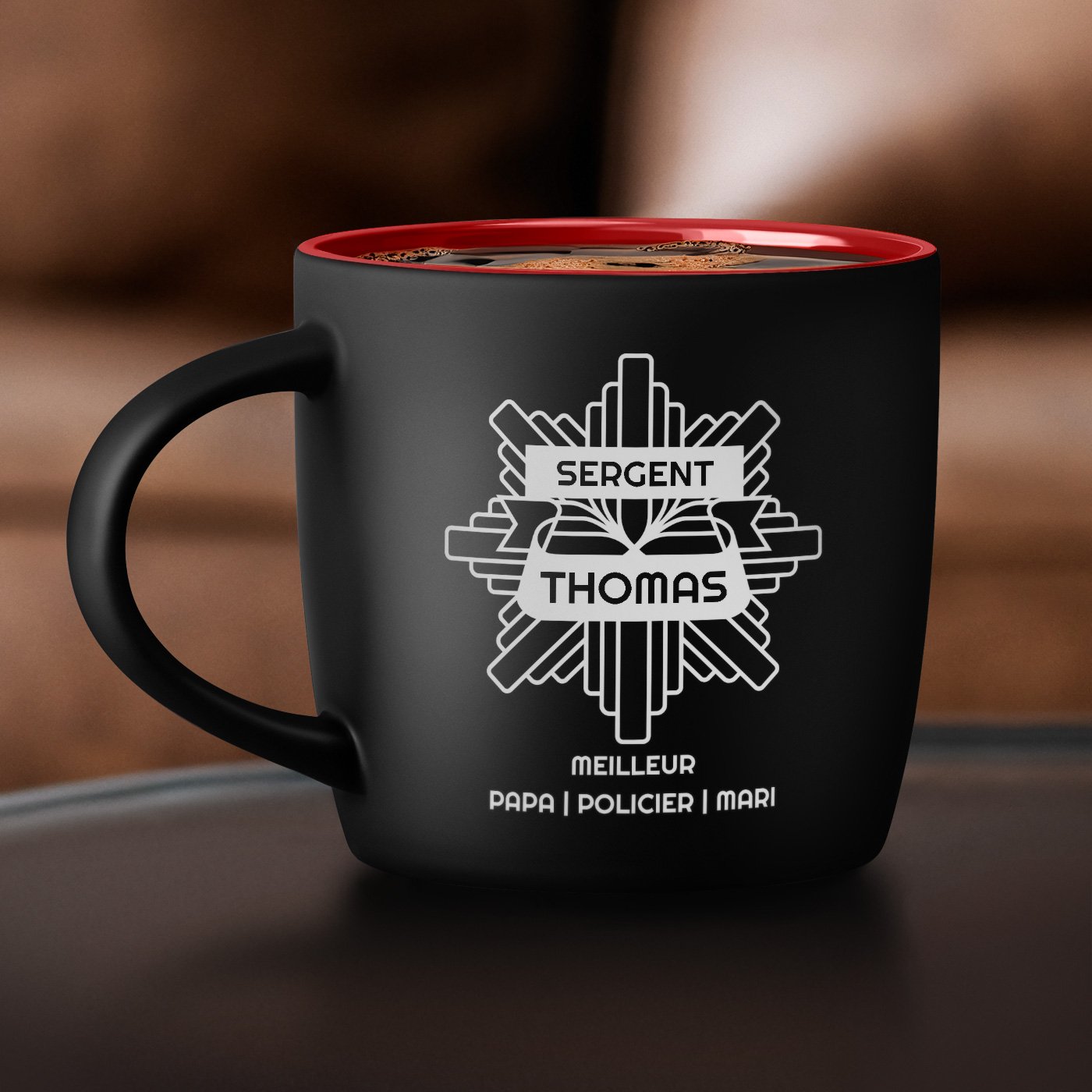 Mug de cerámica Murrano personalizado con grabado para oficial de policía padre o esposo