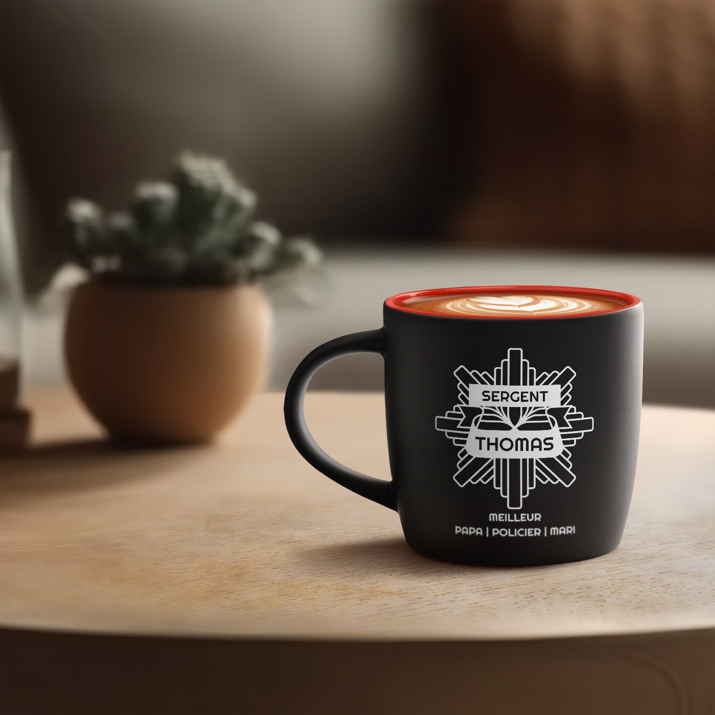 Mug de cerámica Murrano personalizado con grabado para oficial de policía padre o esposo