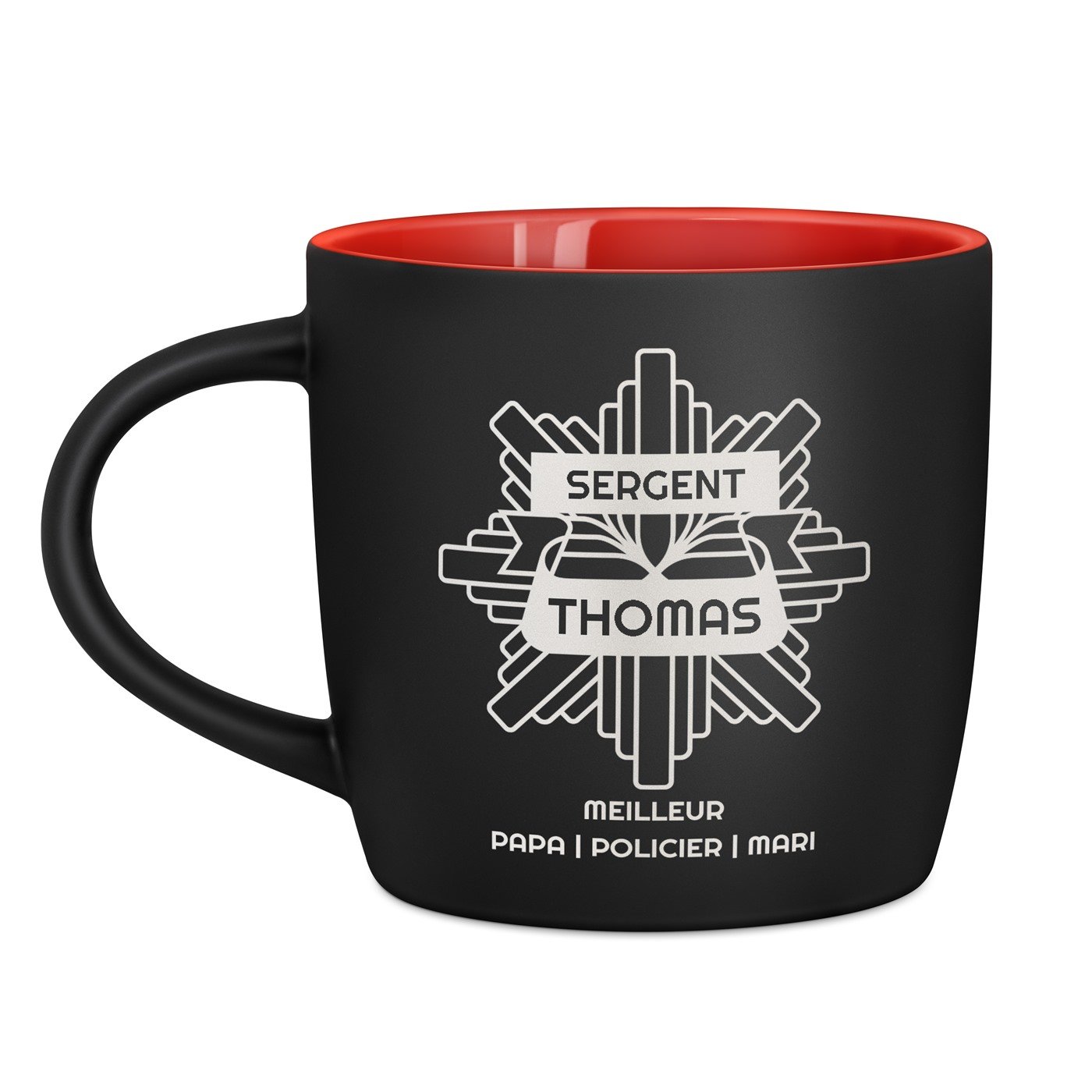 Mug de cerámica Murrano personalizado con grabado para oficial de policía padre o esposo