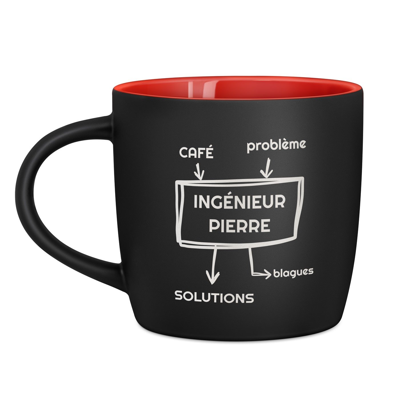 Murrano Ceramic Mug with Personalized Engraving for Engineer's Anniversary - Black and Red