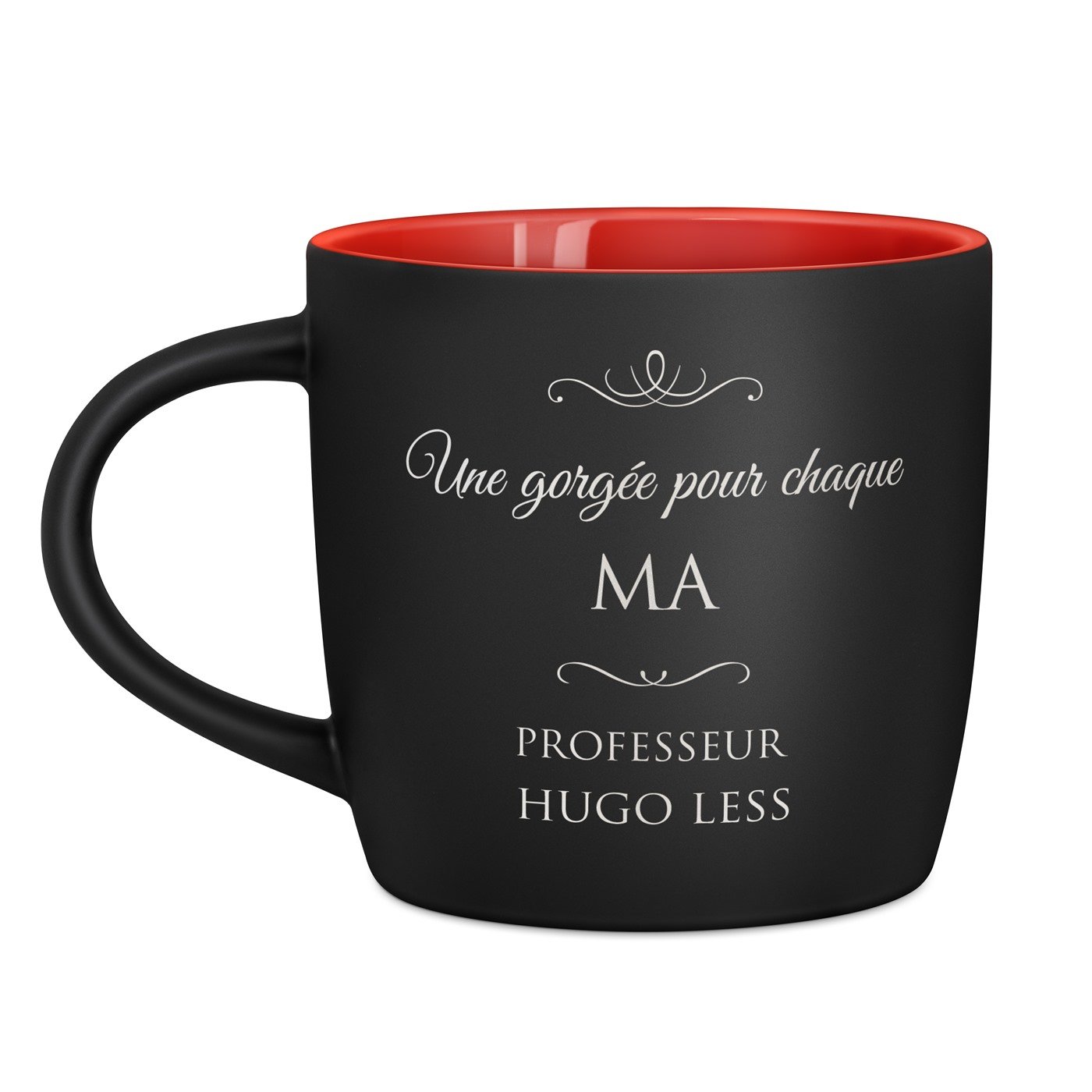 Mug de cerámica negra y roja Murrano con personalización para regalo de cumpleaños de colega o amigo