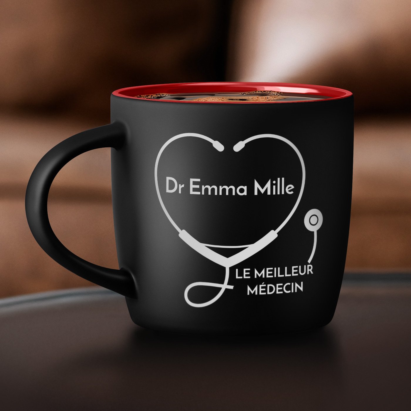 Taza de cerámica Murrano con grabado personalizado para doctora mujer