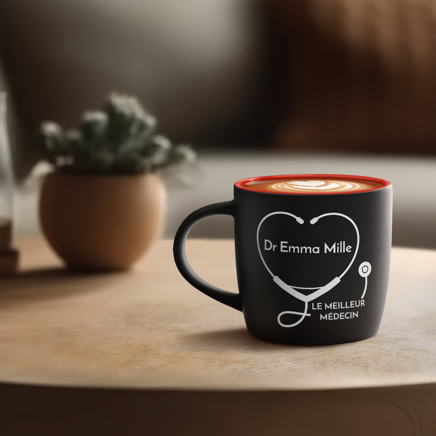 Taza de cerámica Murrano con grabado personalizado para doctora mujer