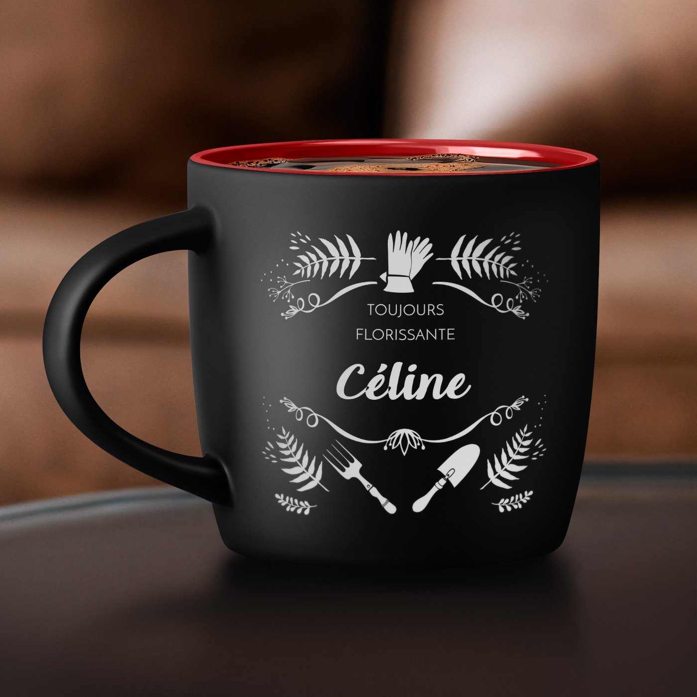 Taza de cerámica Murrano personalizada con grabado para mujer jardinera cumpleaños