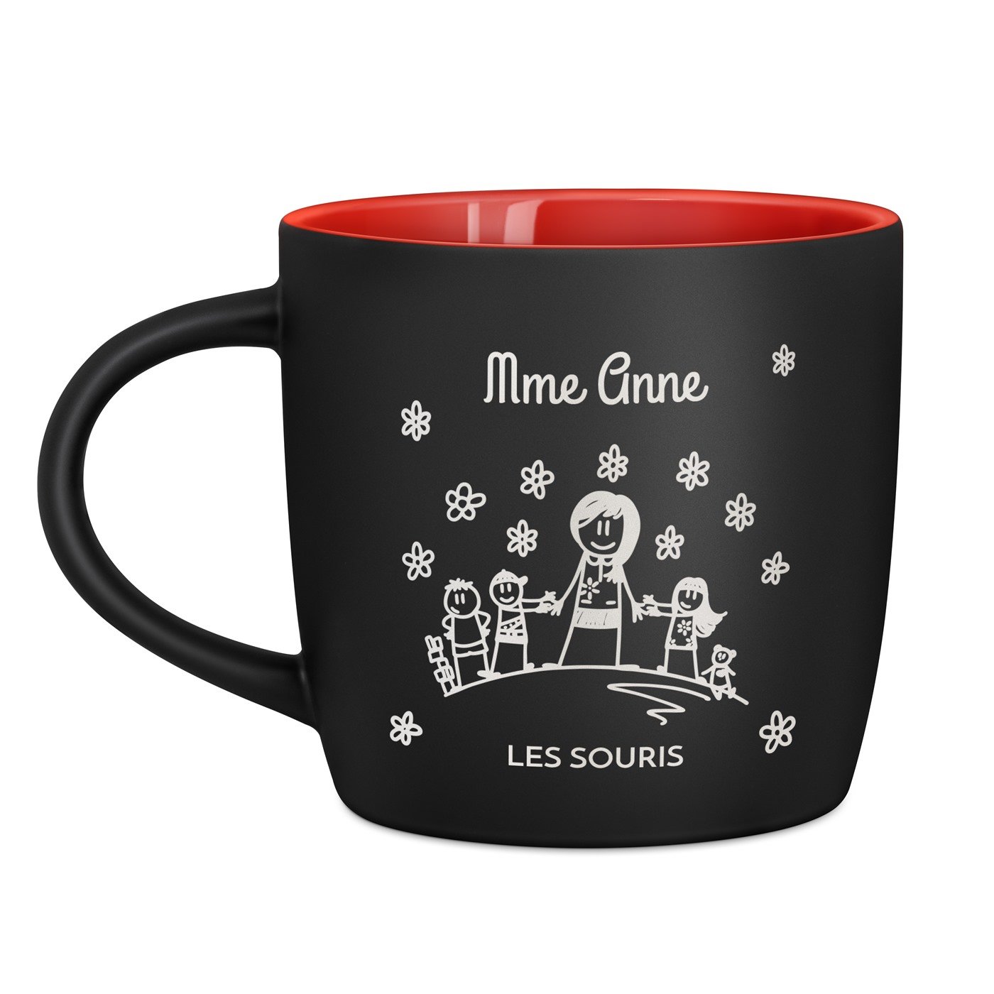 Taza de cerámica Murrano personalizada con grabado para maestra de jardín de infantes
