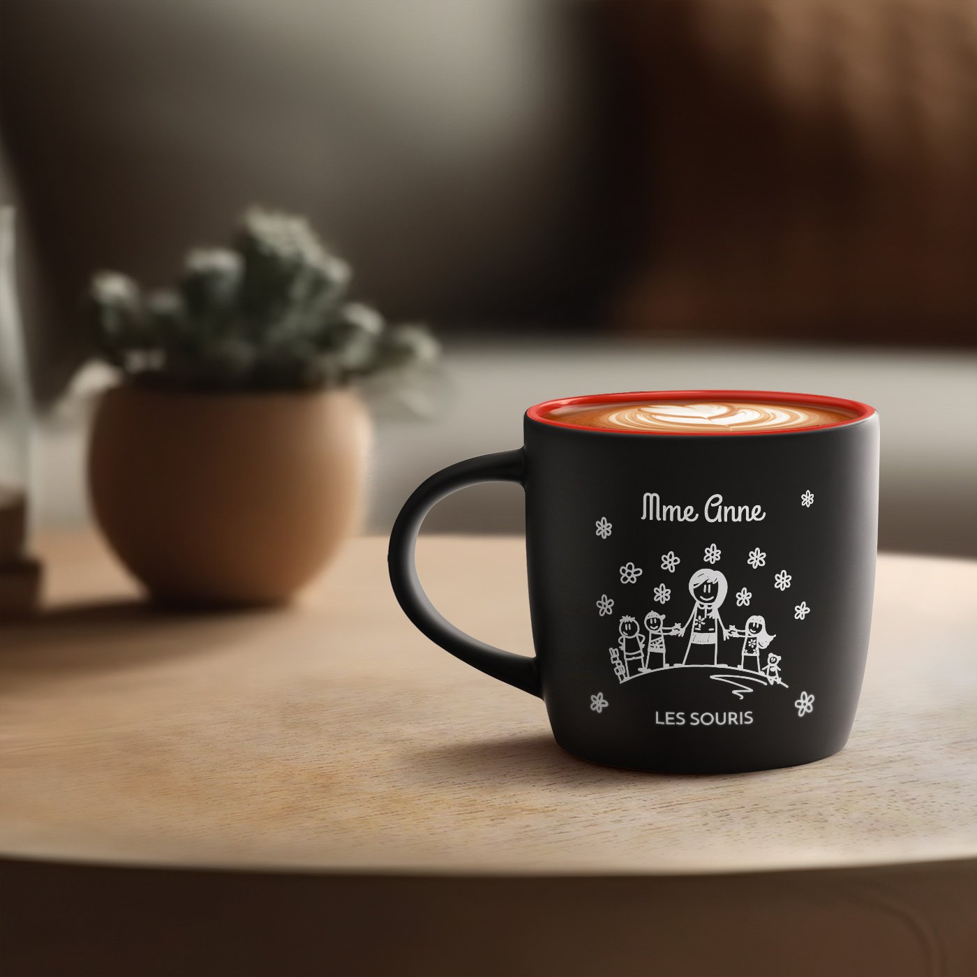 Taza de cerámica Murrano personalizada con grabado para maestra de jardín de infantes
