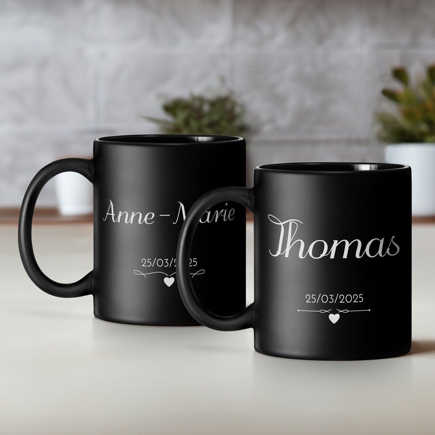 Set de 2 tazas de cerámica personalizadas Murrano para parejas