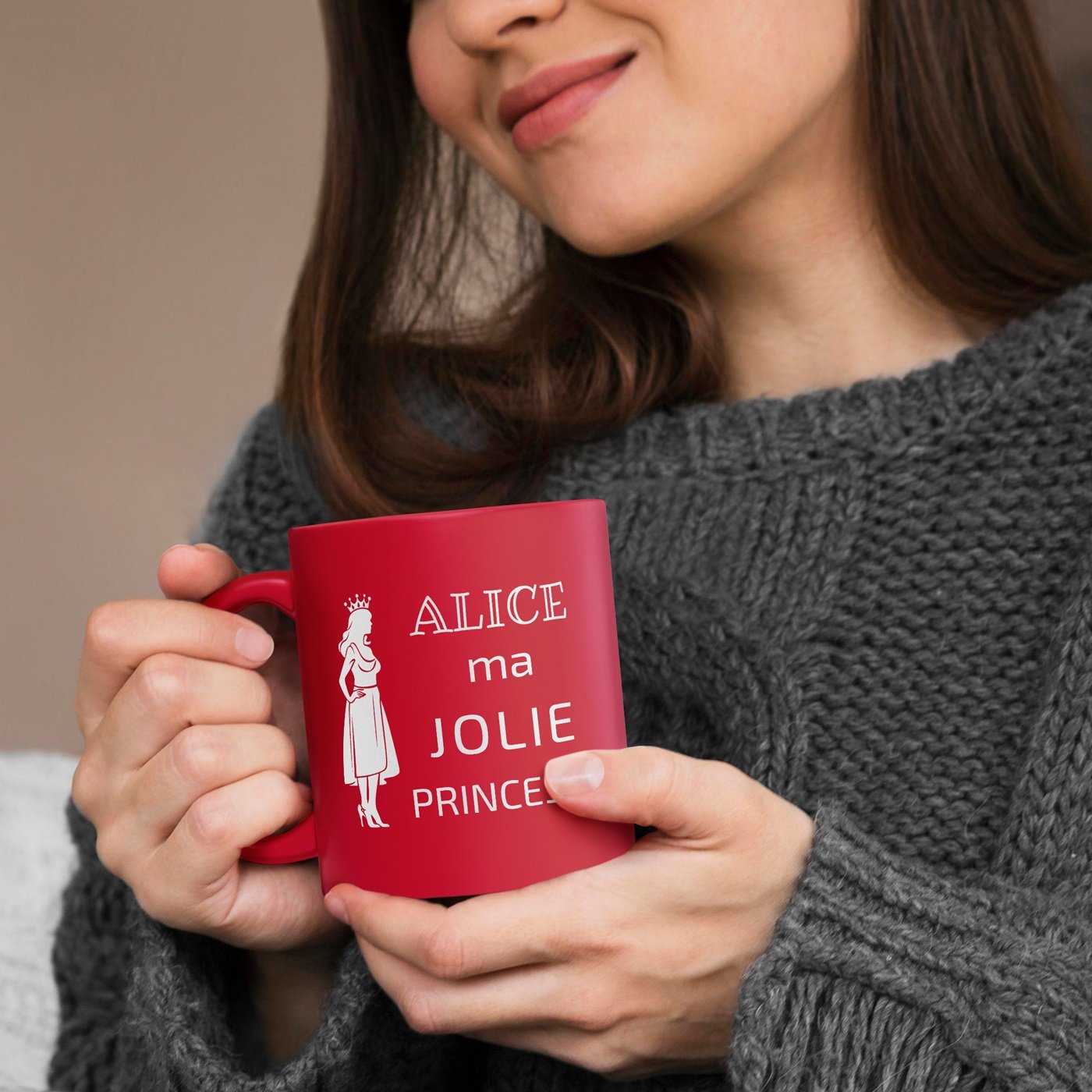 Set de tazas de cerámica roja Murrano para pareja - Regalo personalizado de cuento de hadas para boda