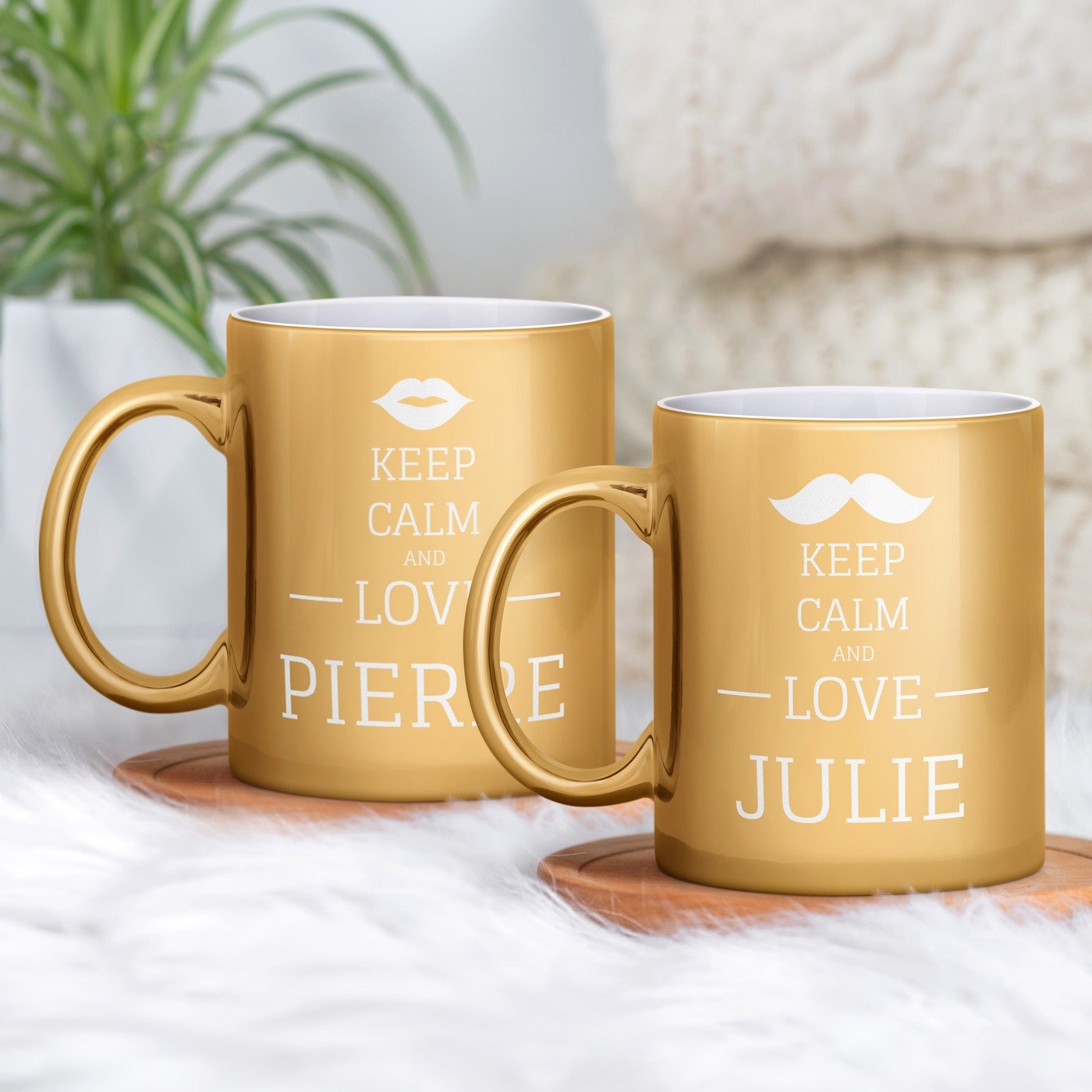 Set de tazas de cerámica dorada Murrano para parejas