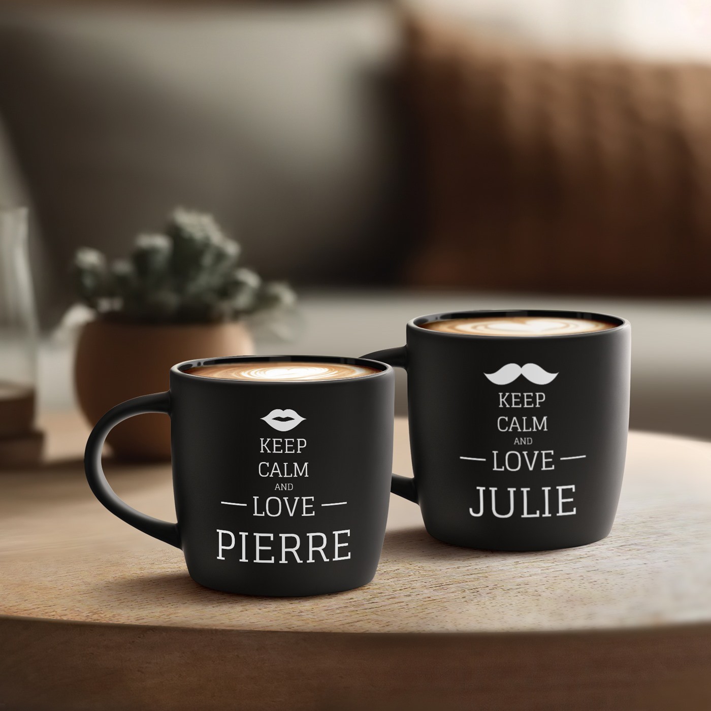 Set de 2 tazas de cerámica personalizadas Murrano para parejas