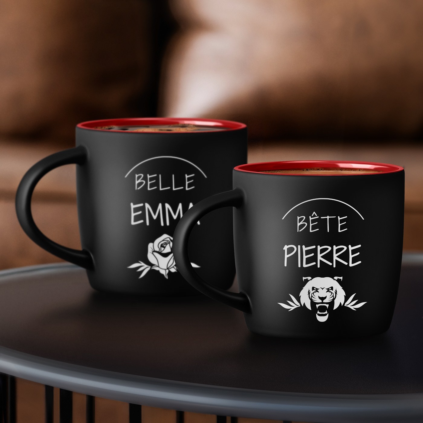 Set de 2 tazas de cerámica personalizadas Murrano para pareja