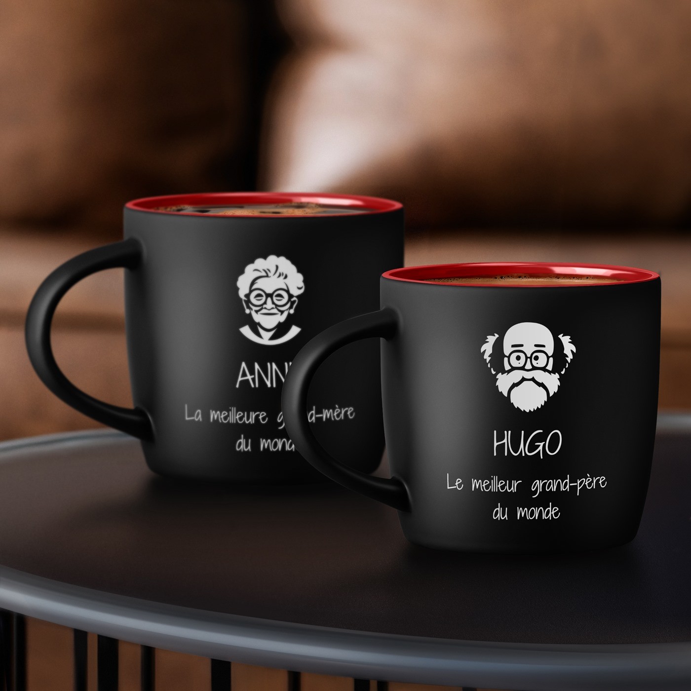 Murrano Ceramic Mug Set with Personalized Engraving for Grandparents Wedding Gift