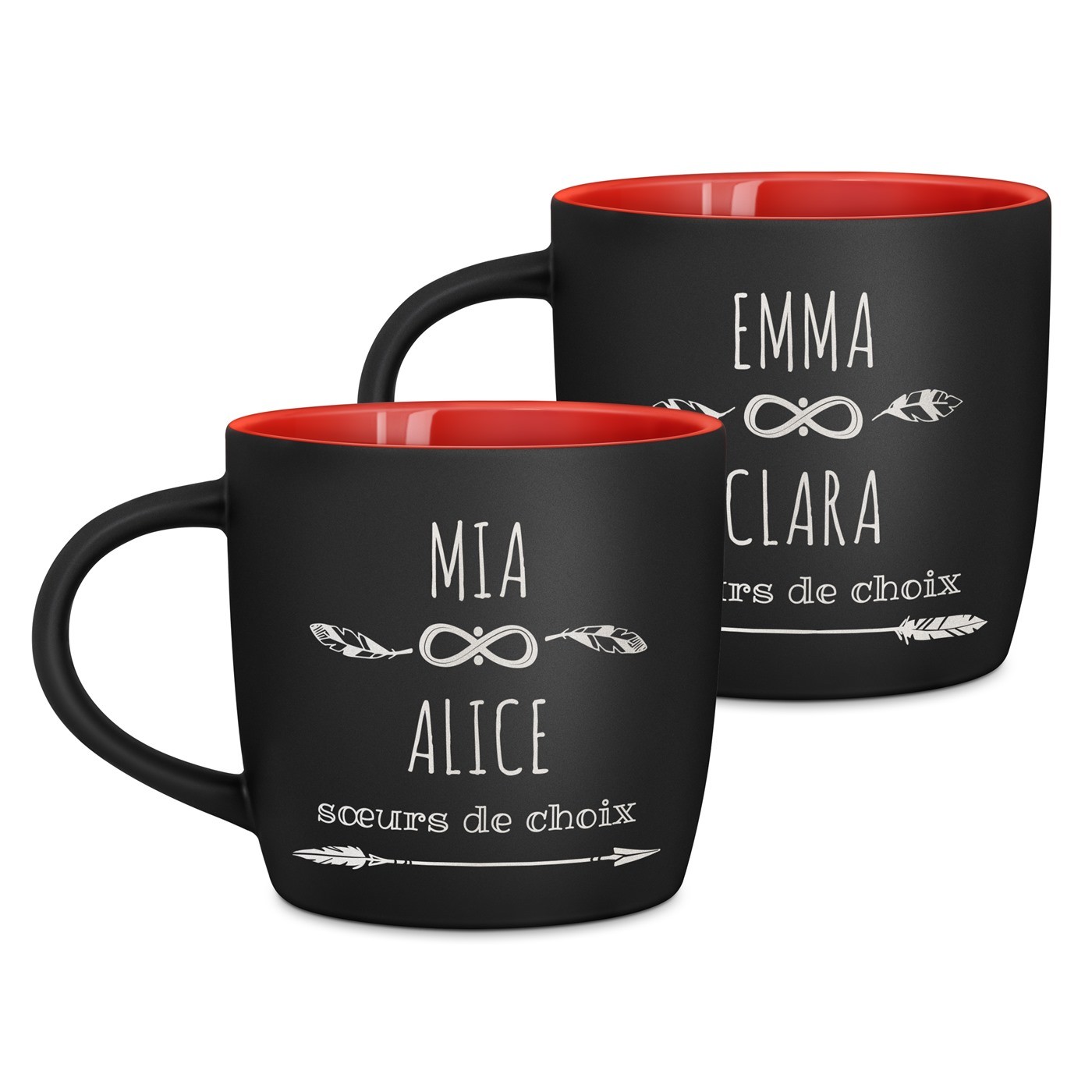 Set de tazas de cerámica Murrano - Personalizado para la amistad entre hermanas