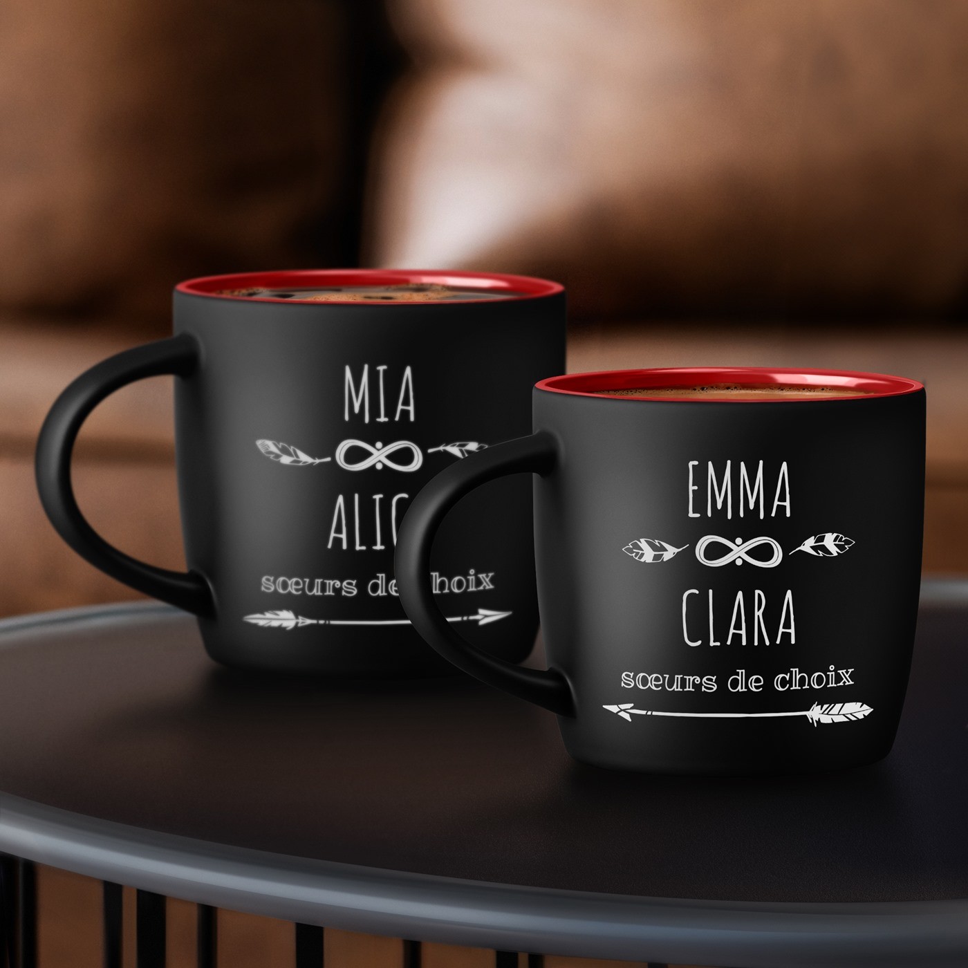 Set de tazas de cerámica Murrano - Personalizado para la amistad entre hermanas