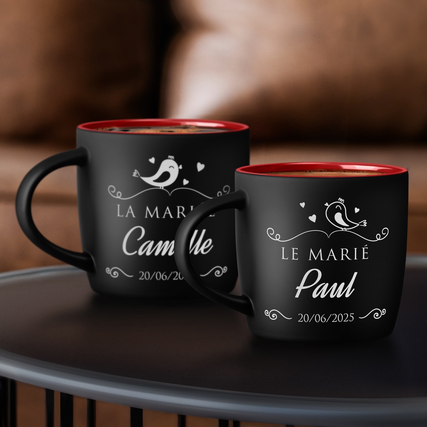 Set de tazas de cerámica personalizadas Murrano para parejas