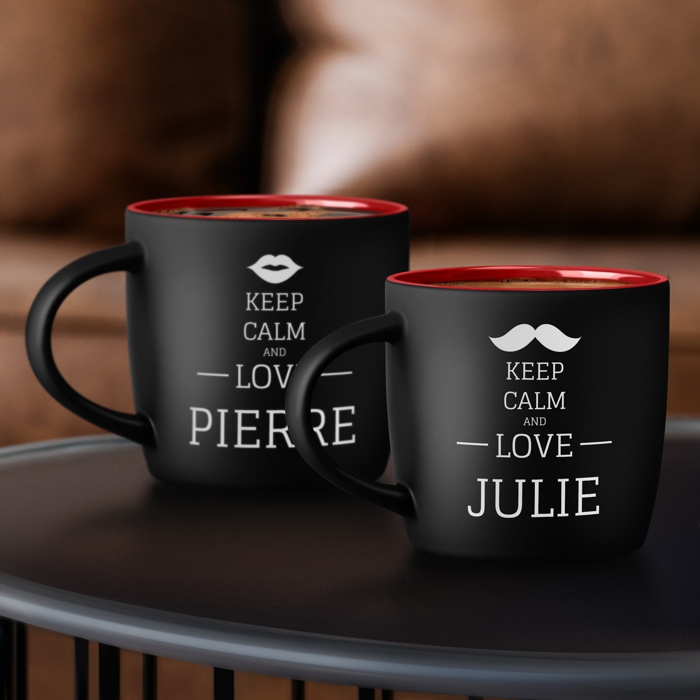 Set de tazas de cerámica Murrano para parejas - Regalo personalizado para boda Día de San Valentín