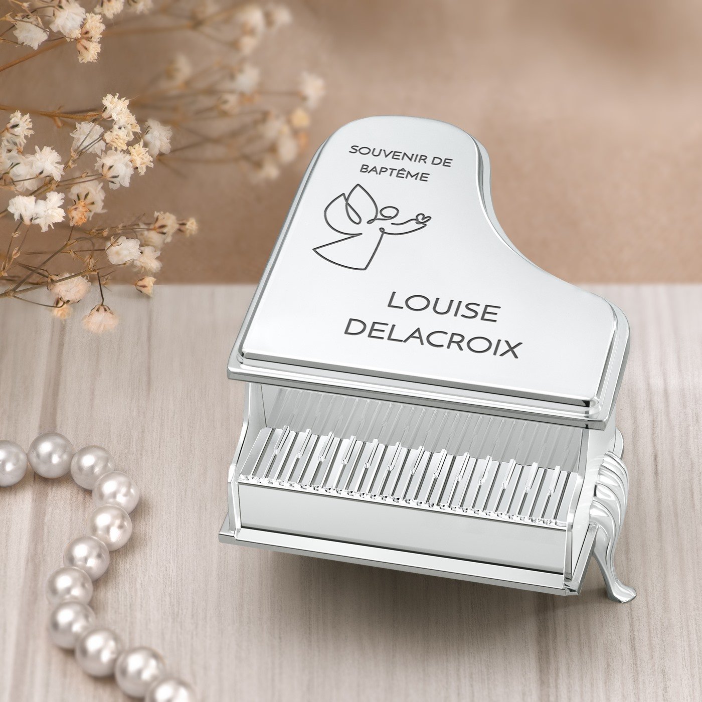 Cajón de joyas personalizado en forma de piano Murrano