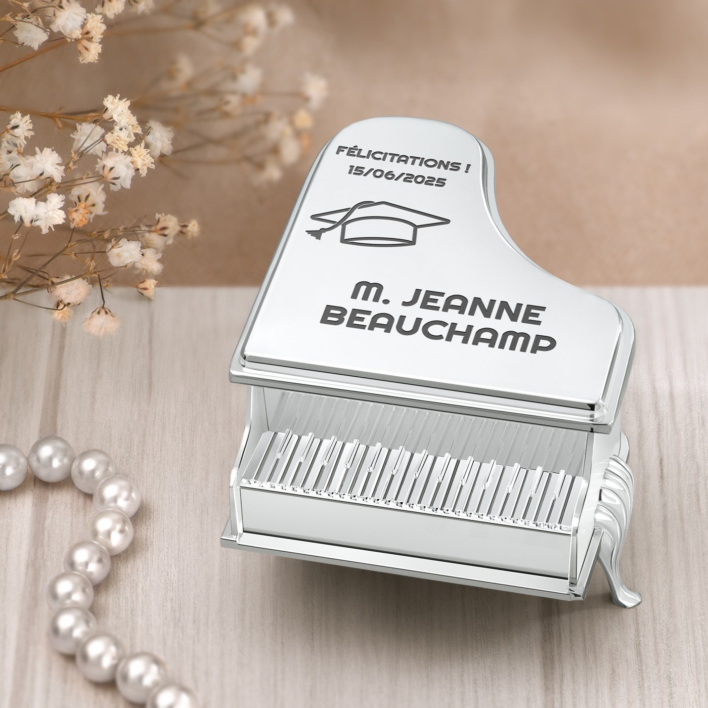 Cajón para joyas personalizado en forma de piano Murrano