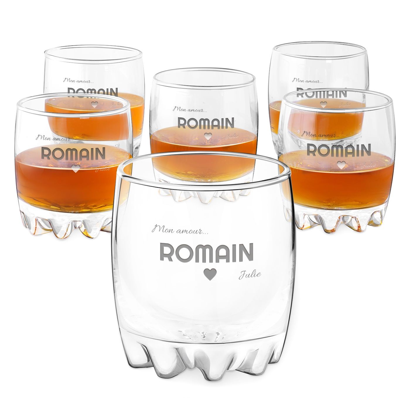 Conjunto de vasos grabados Murrano Sylvana para hombres (6, Día de San Valentín)
