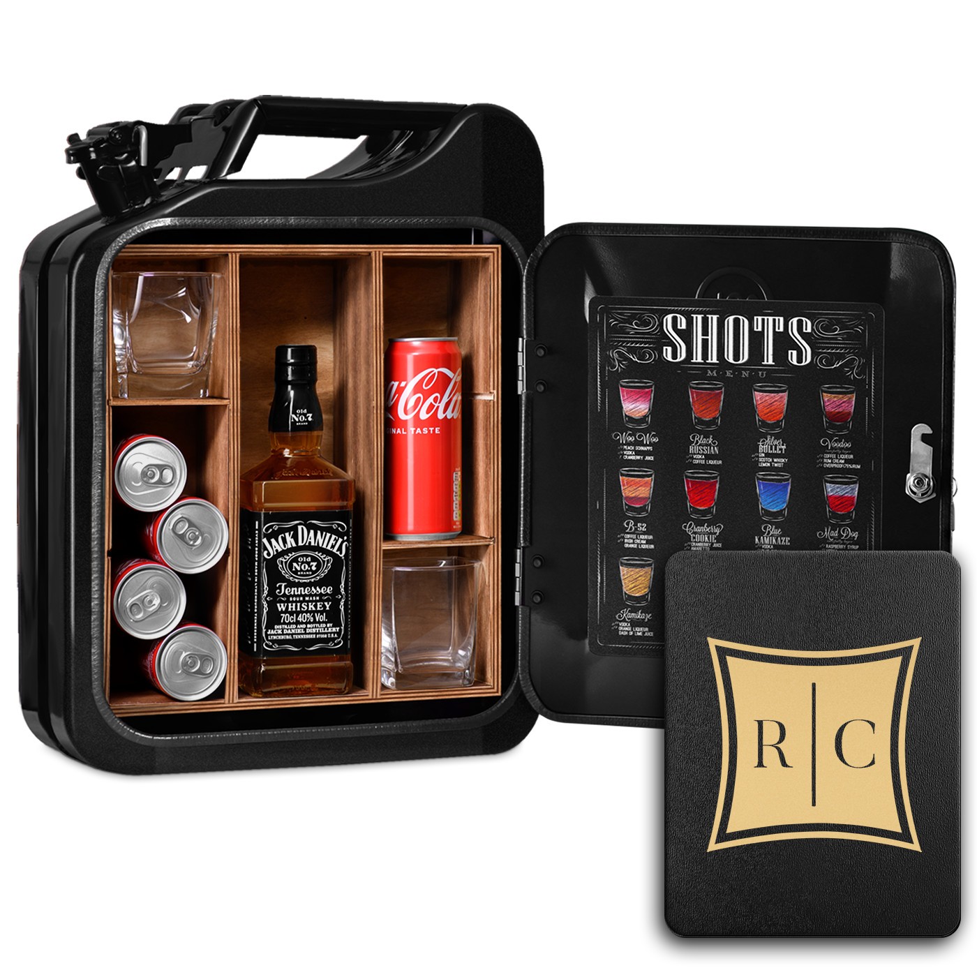 Minibar Jerrycan Murrano con Grabado Personalizado para Parejas