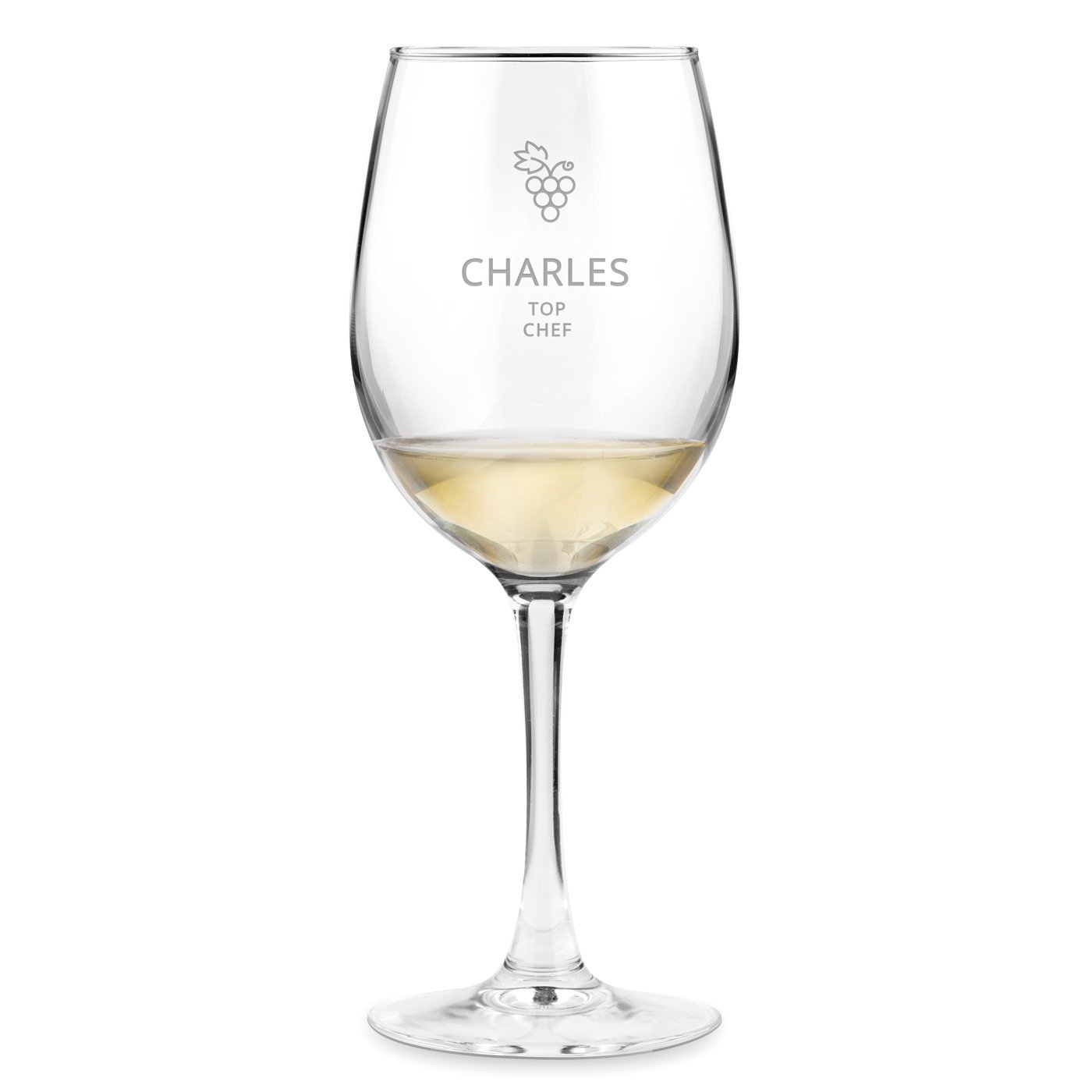 Vaso de vino personalizado con grabado láser para el cumpleaños de un top chef