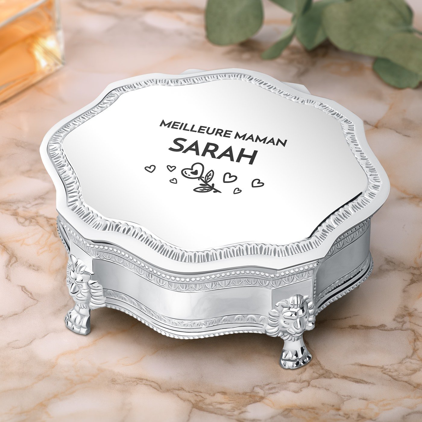 Caja de joyas de plata personalizada Murrano