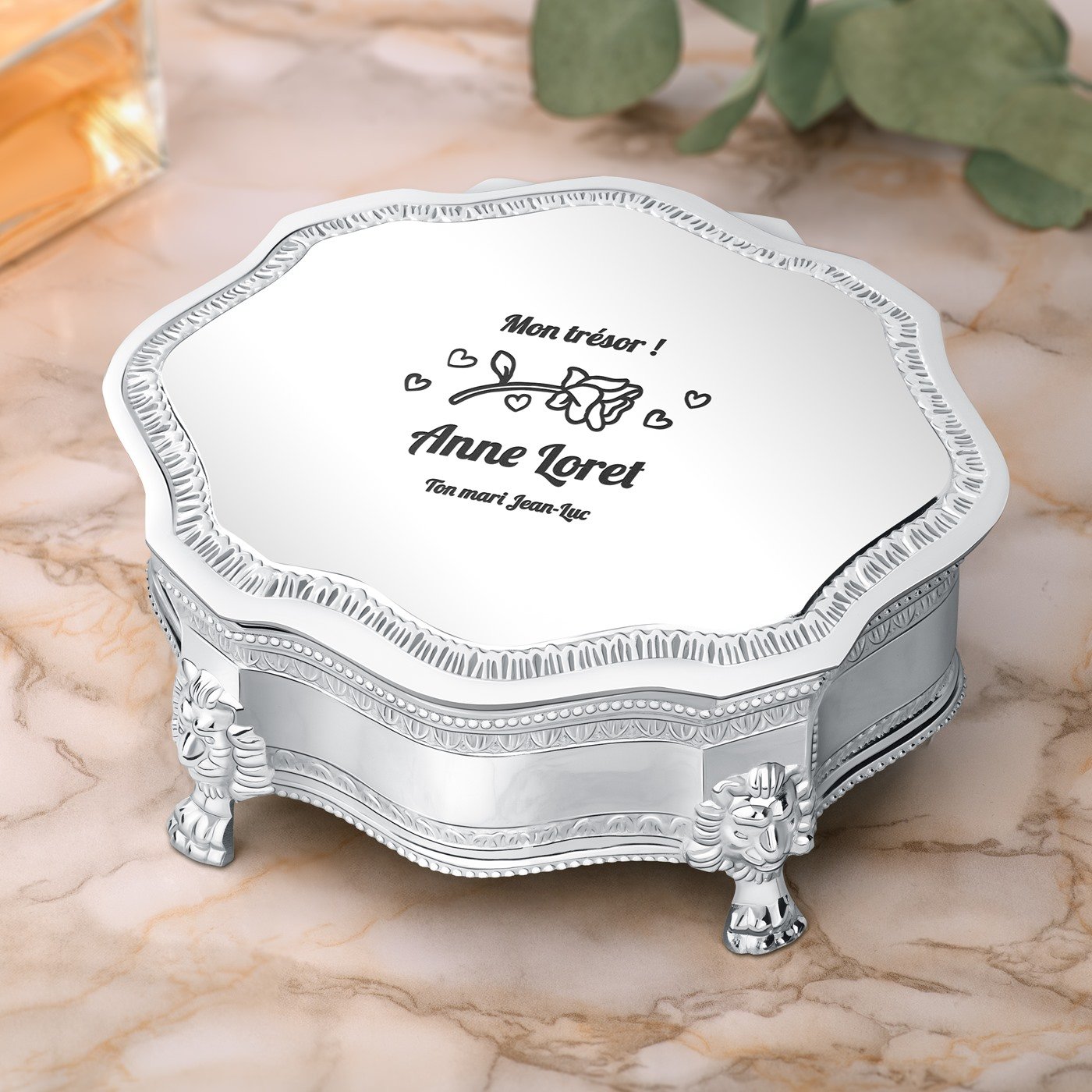 Caja de joyas de plata personalizada Murrano