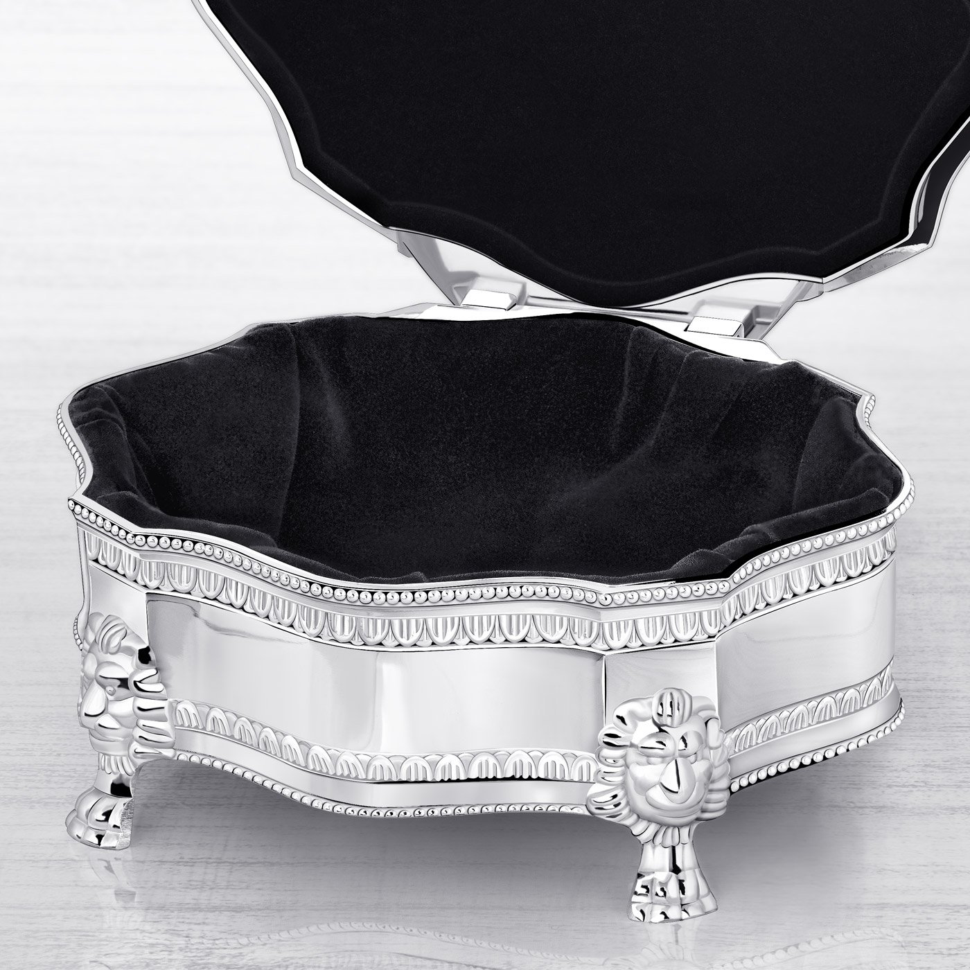 Caja de joyas de plata personalizada para el bautizo de una ahijada