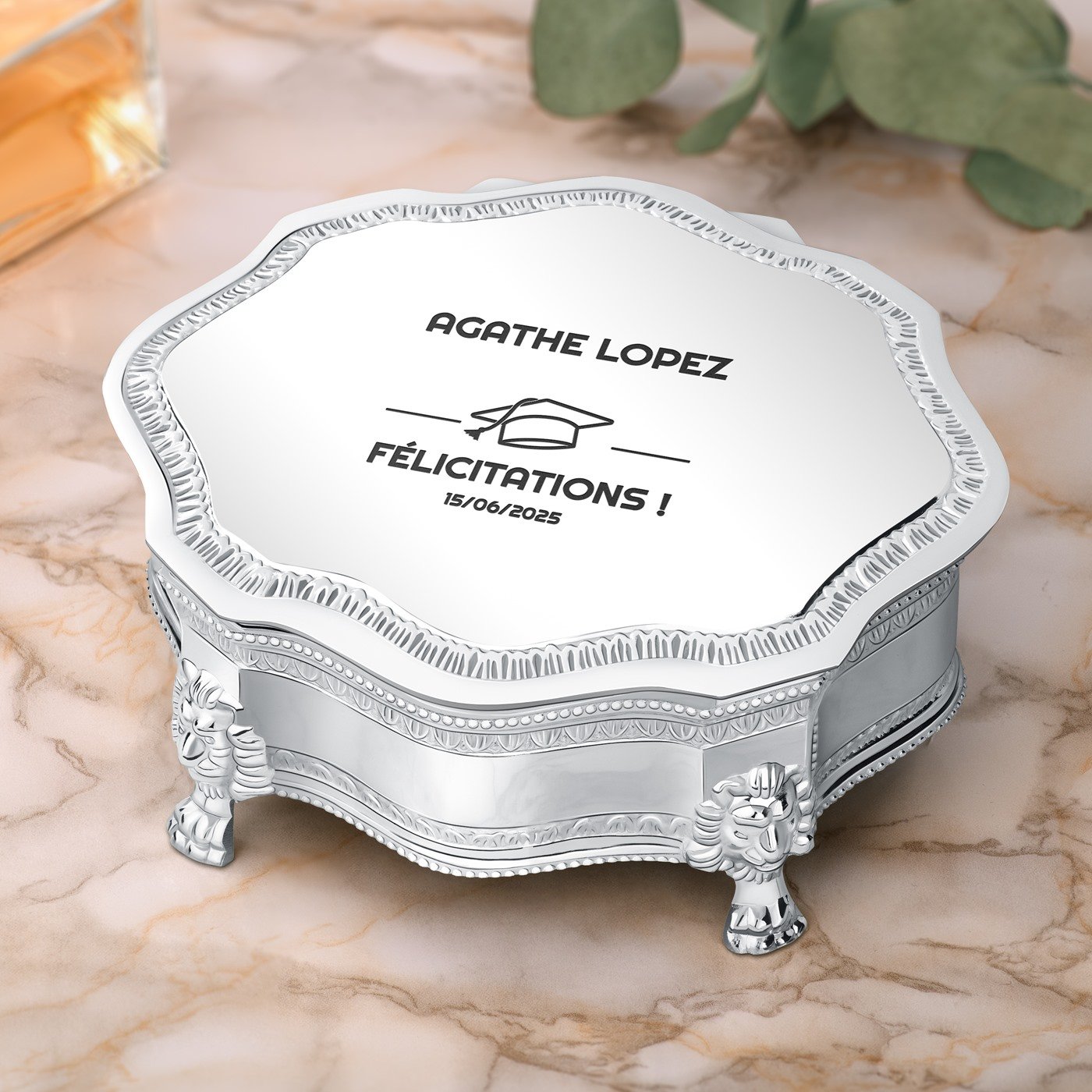 Caja de joyas de plata personalizada Murrano