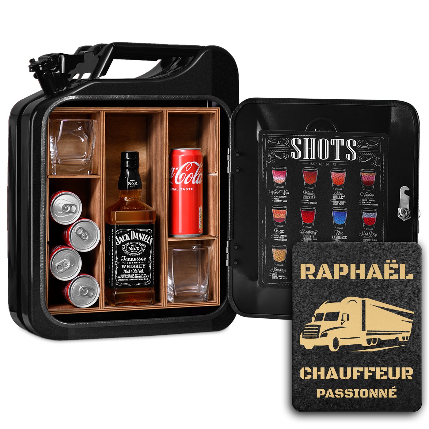 Jerrican mini bar Murrano con grabado personalizado