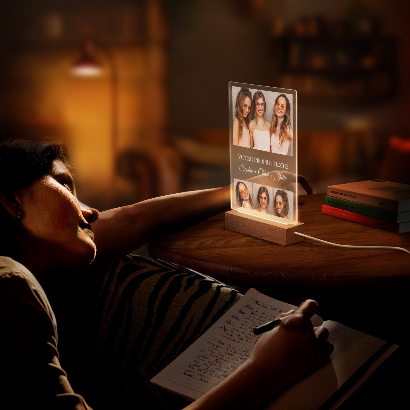 Lámpara LED personalizada Murrano - Tamaño L con foto para amigas
