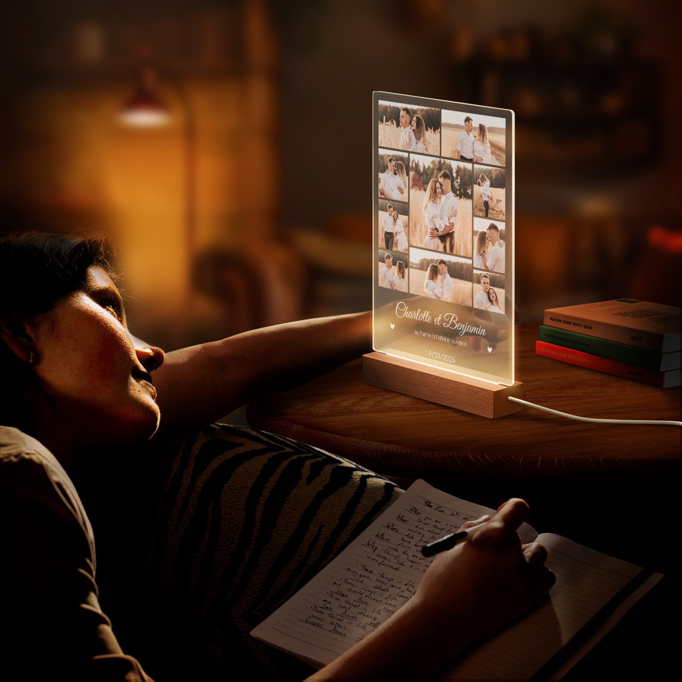 Lámpara LED personalizada Murrano - Marco de fotos XL para bodas