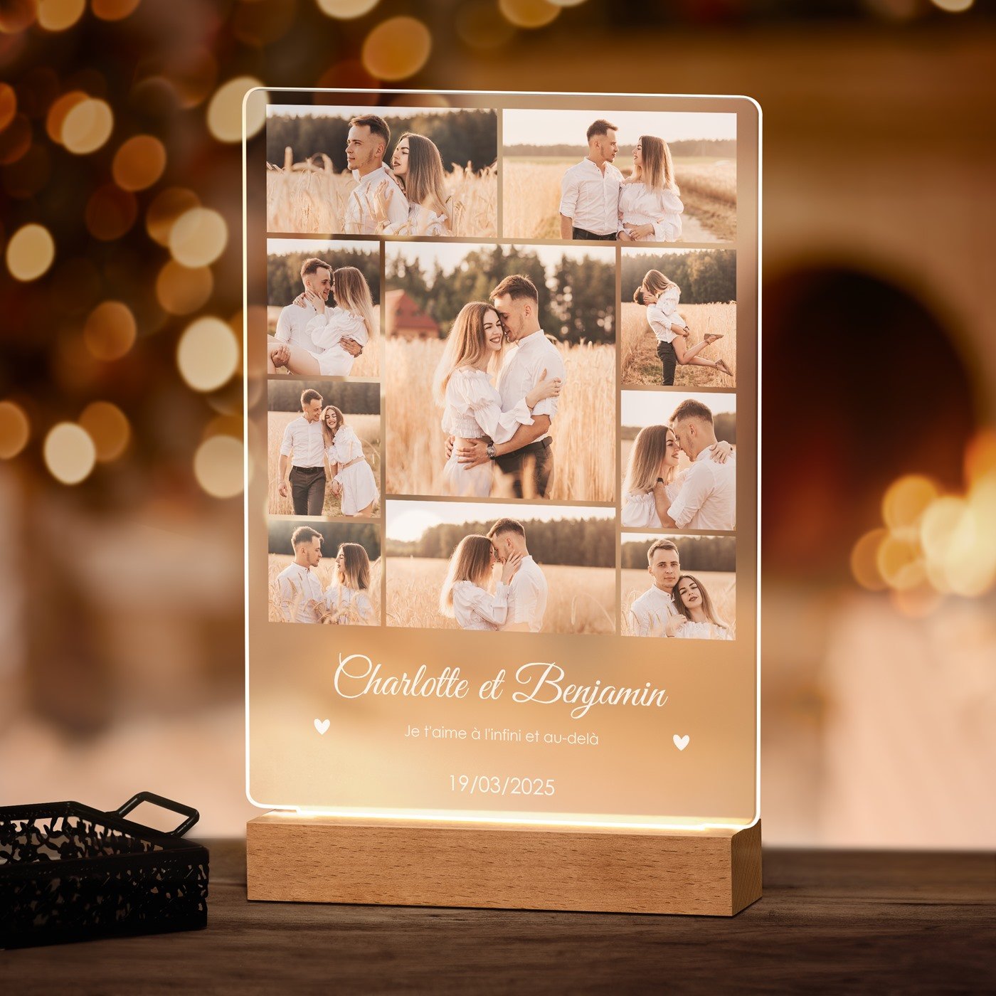Lámpara LED personalizada Murrano - Marco de fotos XL para bodas