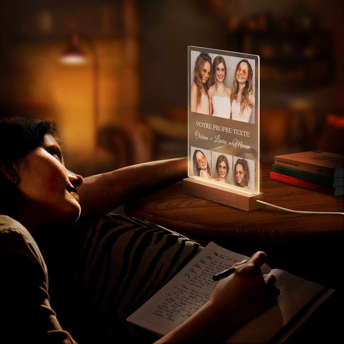 Lámpara LED personalizada de Murrano XL con foto para amigas