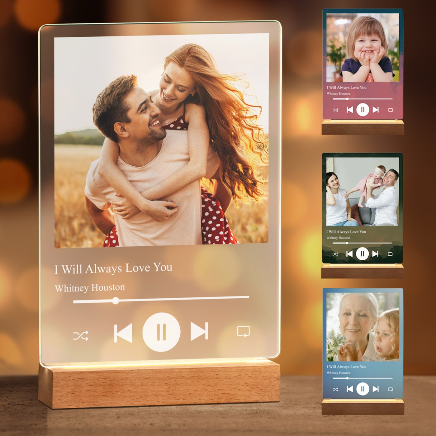 Murrano Customized XL LED Lamp with Photo for Couple Spotify Theme