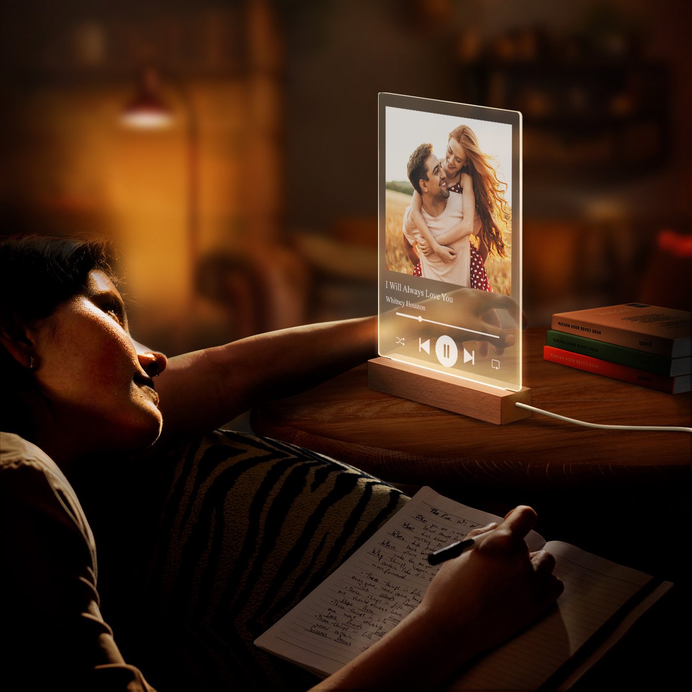 Murrano Customized XL LED Lamp with Photo for Couple Spotify Theme