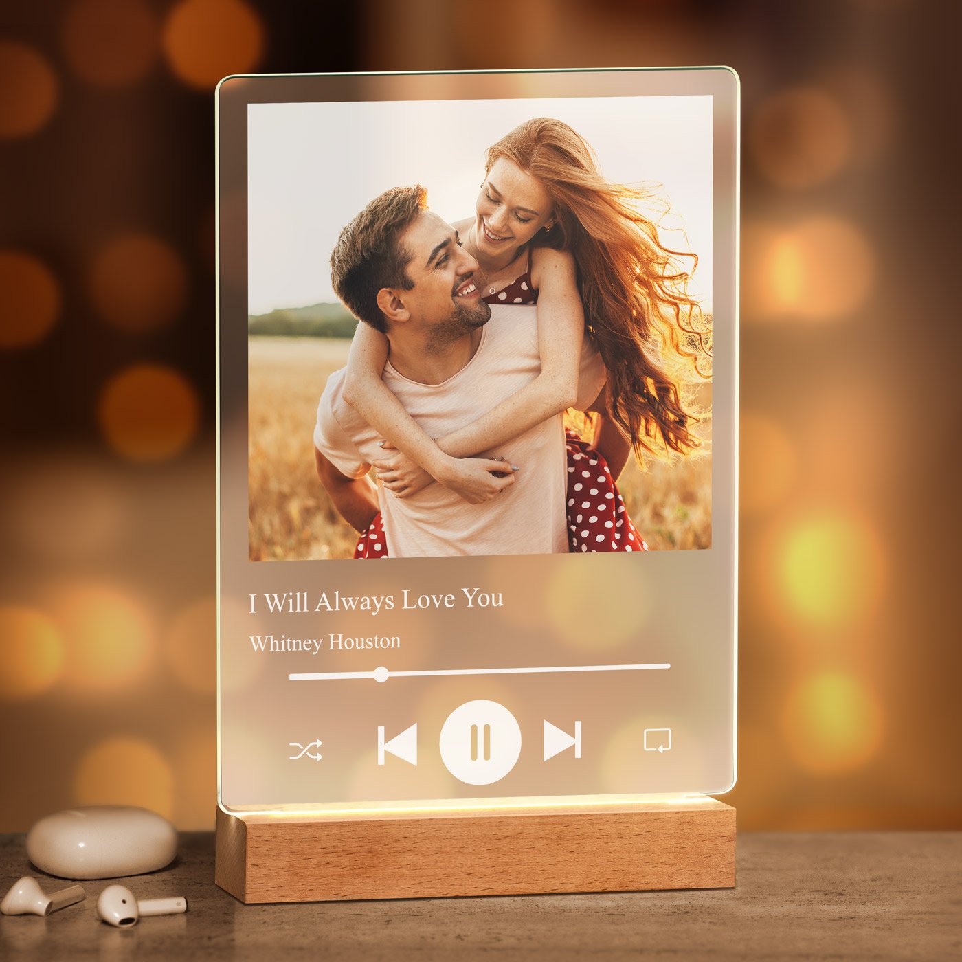 Murrano Customized XL LED Lamp with Photo for Couple Spotify Theme