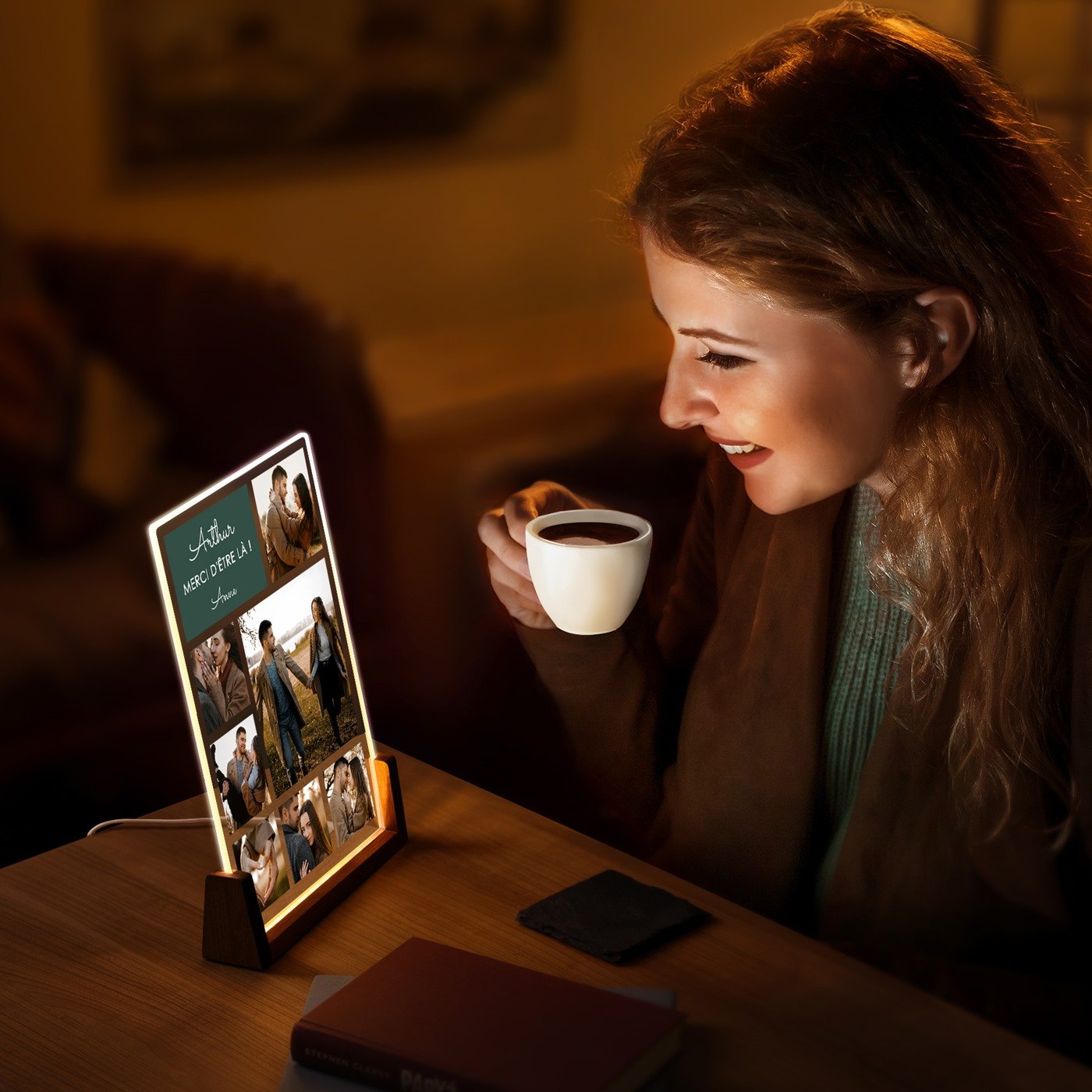 Lampe LED Murrano personnalisée - XL pour petit ami, mari, ami pour la Saint-Valentin