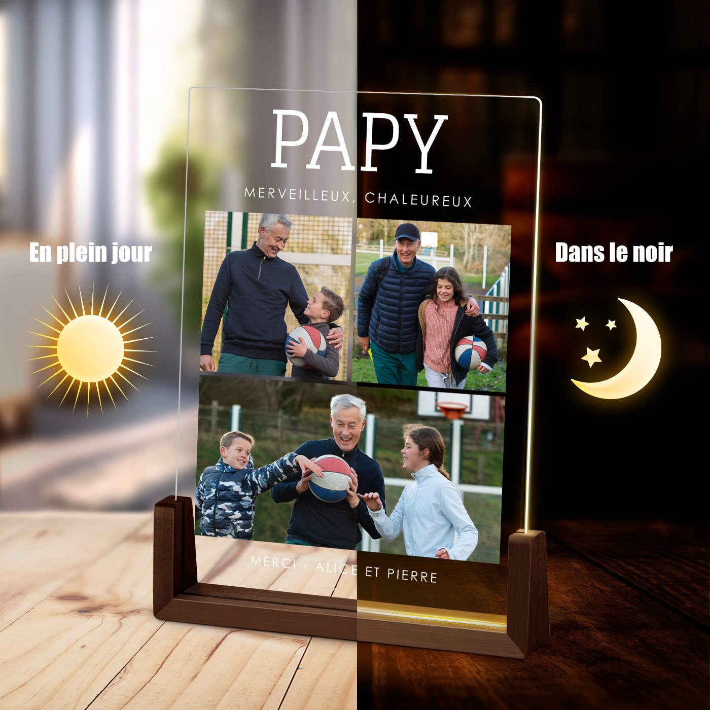 Murrano Customized XL LED Lamp with Photo for Grandpa