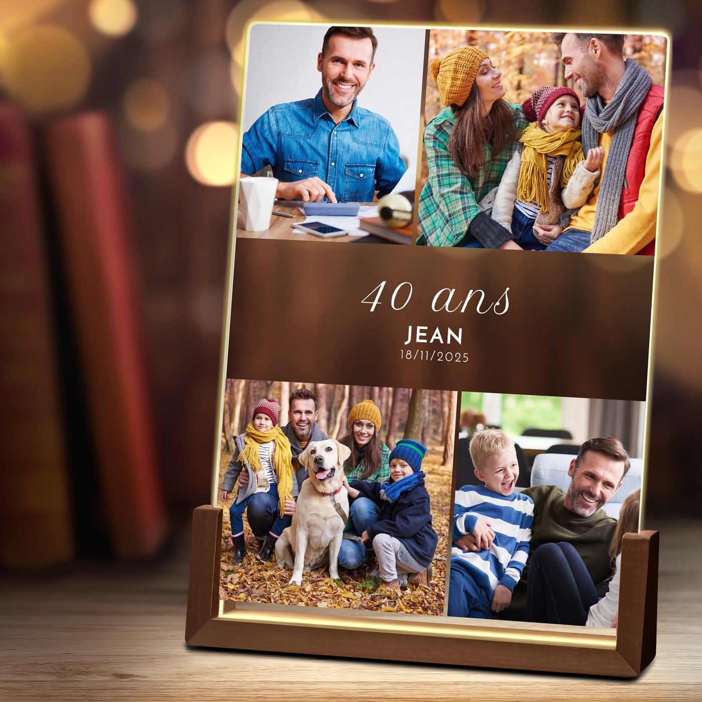 Murrano Customized LED Photo Lamp XL for Men's 40th Birthday